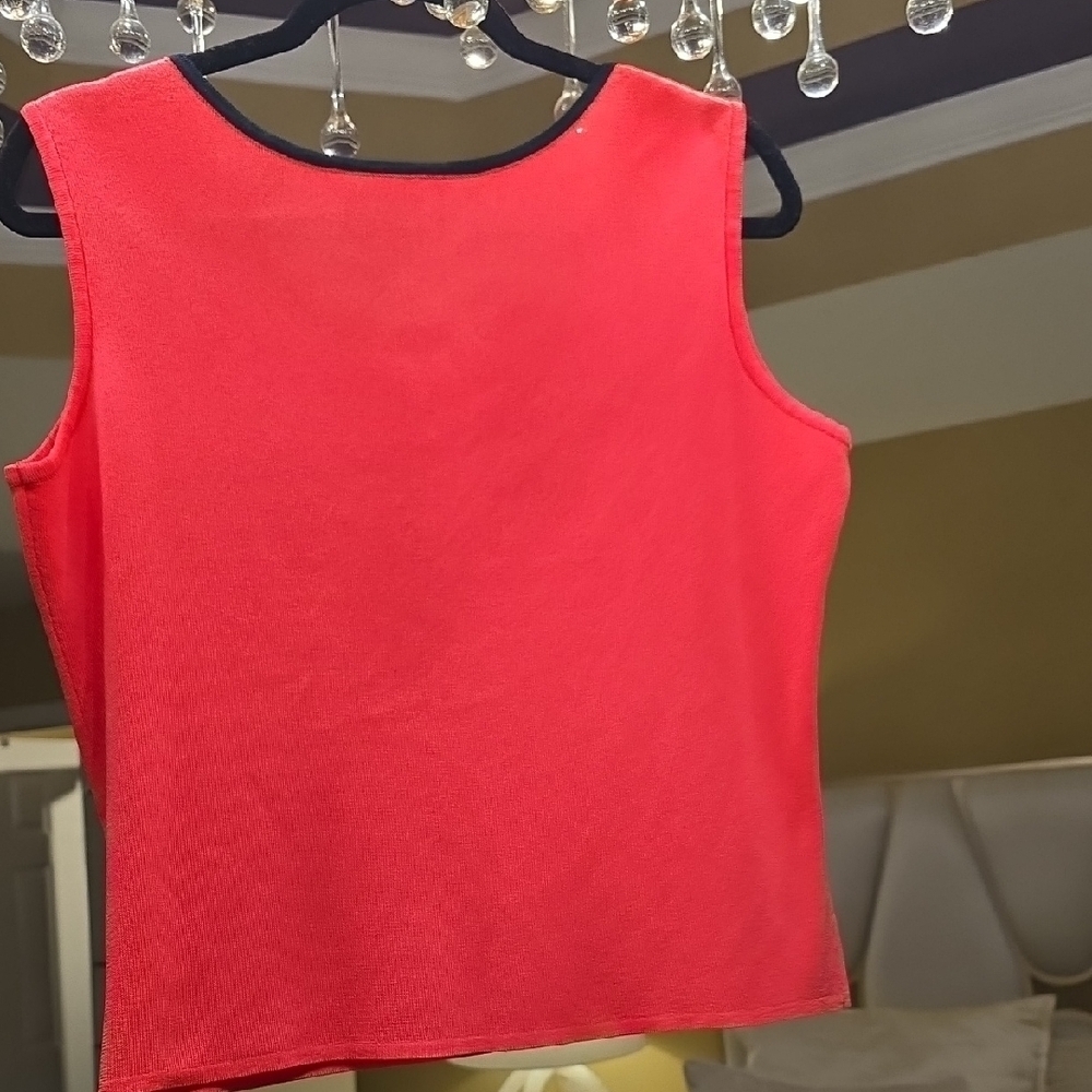Ming Wang Pink and Black Fitted Sleeveless Tank Top - Picture 4 of 12